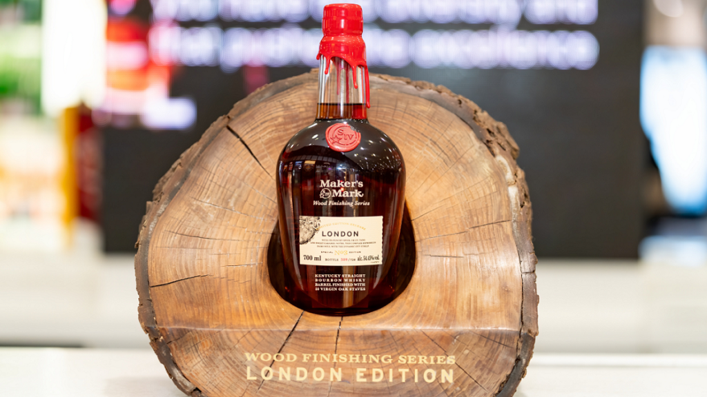 A bottle from Suntory Global Spirits’ Maker’s Mark Wood Finishing Series