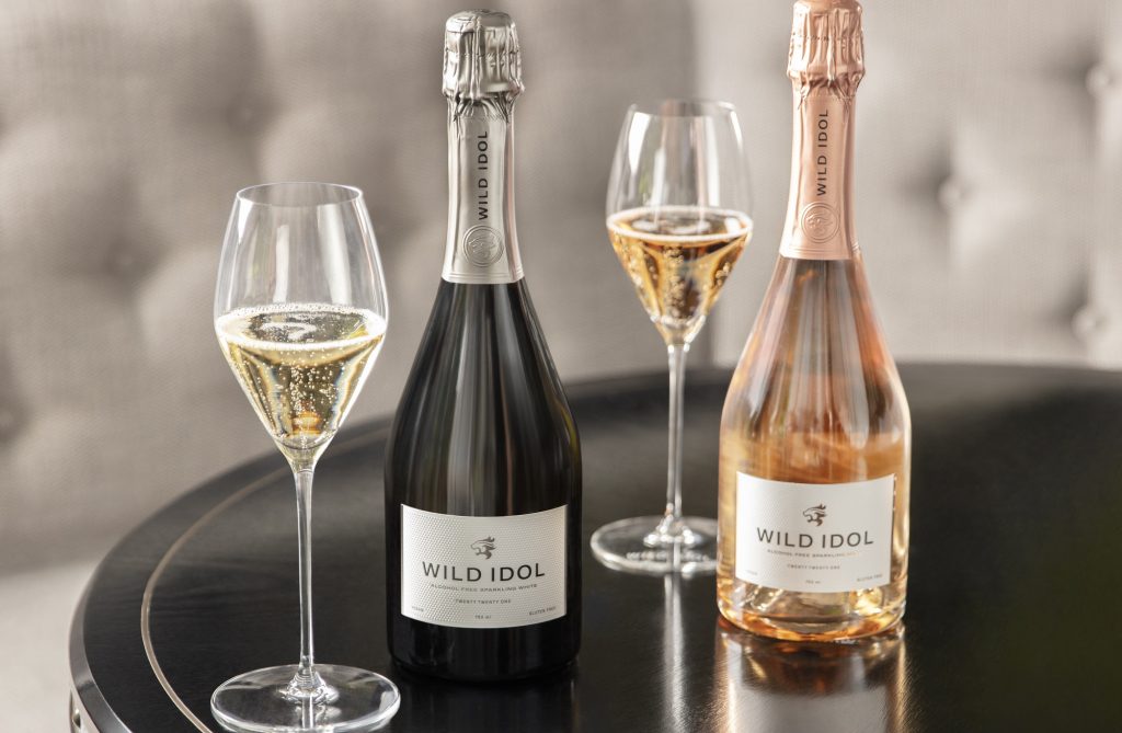 Two bottles of alcohol-free wine brand Wild Idol