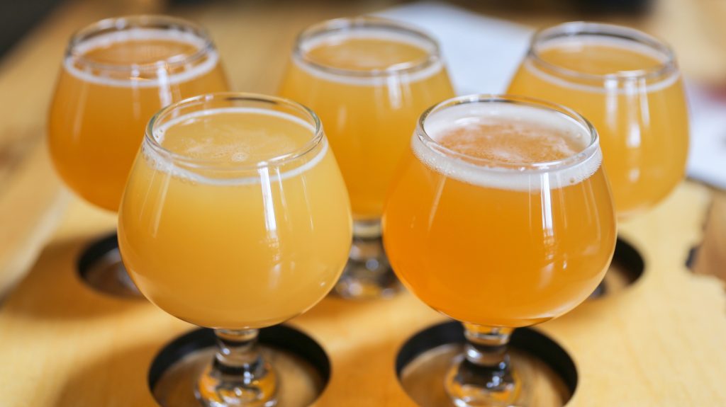 A flight of hazy IPAs